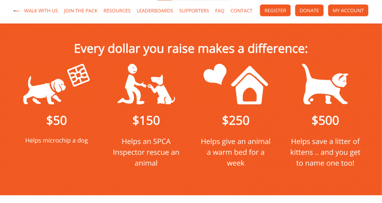 New Zealand SPCA shows impact on their homepage New Zealand SPCA shows impact on their homepage